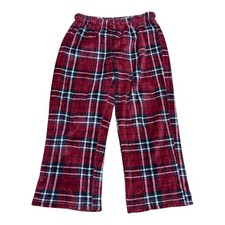 George Pajama Pants Mens Medium Red Plaid Fleece Sleepwear Elastic Waist