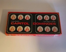 Vintage Halsam 930 Double Nine Capitol Dominoes 55 Pieces