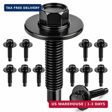 12PCS M6-1.0 Hex Head SEMS Body Bolts with Washer for Bumper Fender Repair