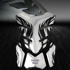 3D Gel Fuel/Gas Tank Pad Protector Decal/Sticker Chrome Silver+Black Tribal Fire