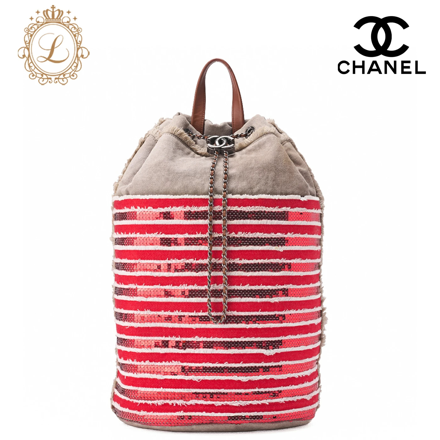 CHANEL Border Coco Charm Sequined Drawstring Back… - image 1
