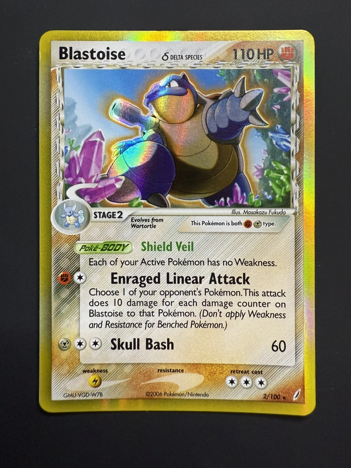 The Pokémon Company Blastoise Delta Species Holo Rare 2/100 Crystal Guardians