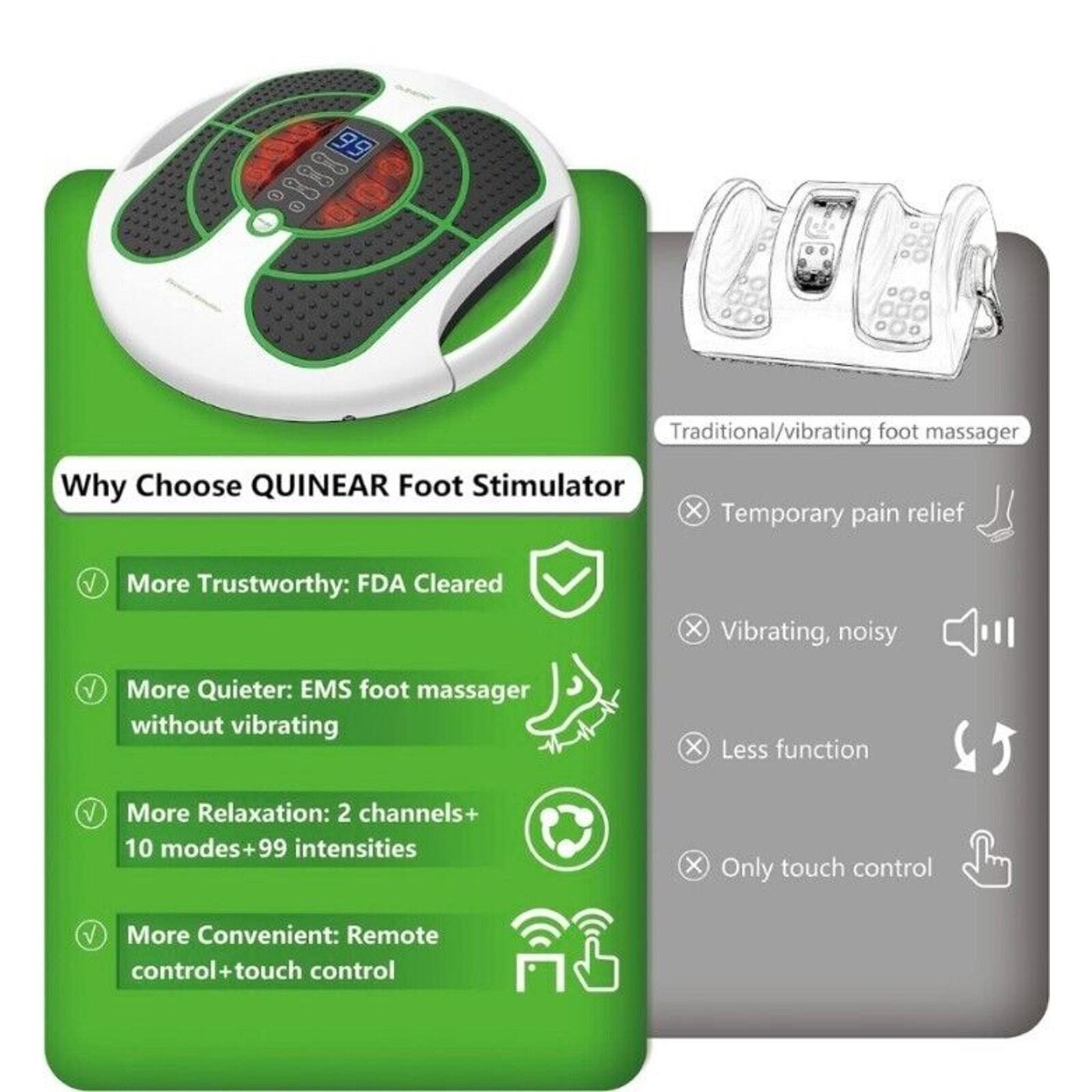 EMS Tens Massager Feet Legs QUINEAR Neuropathy Foot Circulation Massager Booster