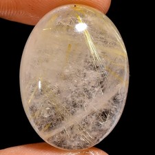 Natural Golden Rutile Quartz Oval Shape Cabochon Gemstone 37 Ct 26X20X9mm X10435