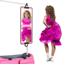 LPHUMEX Foldable Full Length Mirror Pink with Black Handles, 13x33 Portable Fold