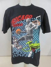 Michael Jordan Chicago Bulls T-Shirt Hang Time Magic Johnson NBA 1990s Size M