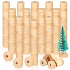 Thyle 150 Pcs Wooden Wheels Craft Bulk Wood 1 Inch Diameter, 3/8 Thick