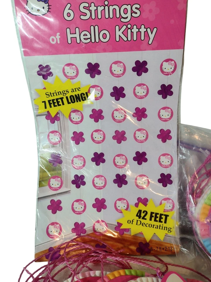 Sanrio Hello Kitty 2007 Cumpleaños Fiesta Habitación Colgante Decoraciones Servilletas Flores Foto 3 de 4