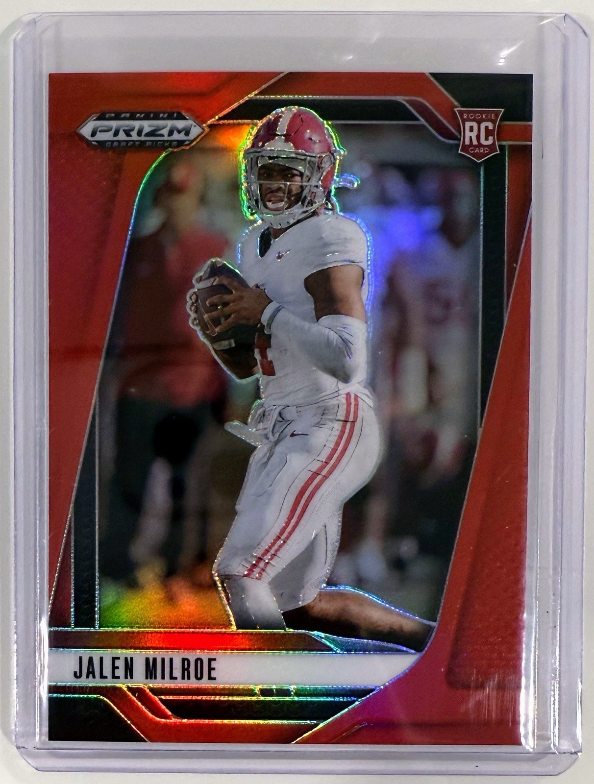 2025 PRIZM DRAFT PICKS FOOTBALL #5 JALEN MILROE RED /399