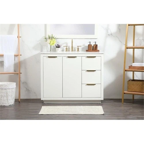 Elegant Decor Blake 42" MDF Single Bathroom Vanity with Backsplash in White - Picture 7 of 8