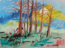 ORIGINAL Night Landscape  Pastel Painting JMW art John Williams Impressionism