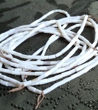   Vintage Authentic White Quahog Wampum Rare Craft Jewelry Beads- Strand of 40