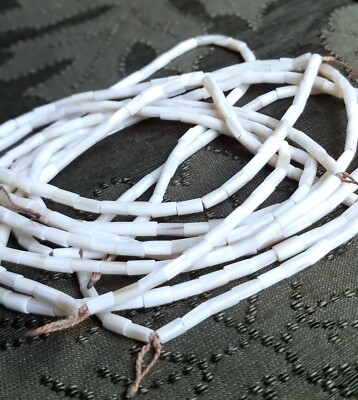  Vintage Authentic White Quahog Wampum Rare Craft Jewelry Beads- Strand of 40