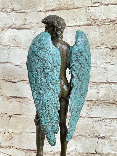 Handgefertigtes Kunstwerk in Museumsqualität Akt Engel von Michelangelo Bronzeskulptur - Bild 9 von 10