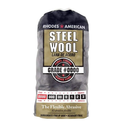 Steel Wool 0000 12 pad Fine Grade Rhodes, American Final Finish Super Fine