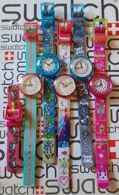 Flik Flak Made By Swatch Kids Plastic Case Canvas Band Colorful