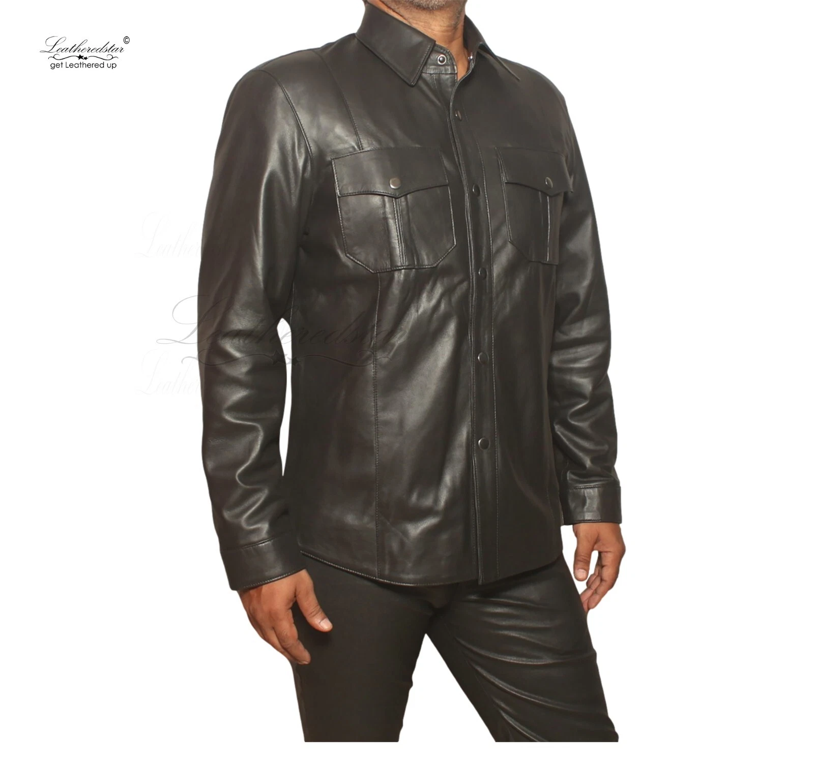 Black leather shirt double pocket western style made in soft Sheepskin leather
Opens in a new window