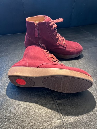 Fitflop Kaya Borgoña Gamuza Botín Cremallera Con Cordones Tacón de Cuña Ligero Reino Unido 4 - Imagen 13 de 15