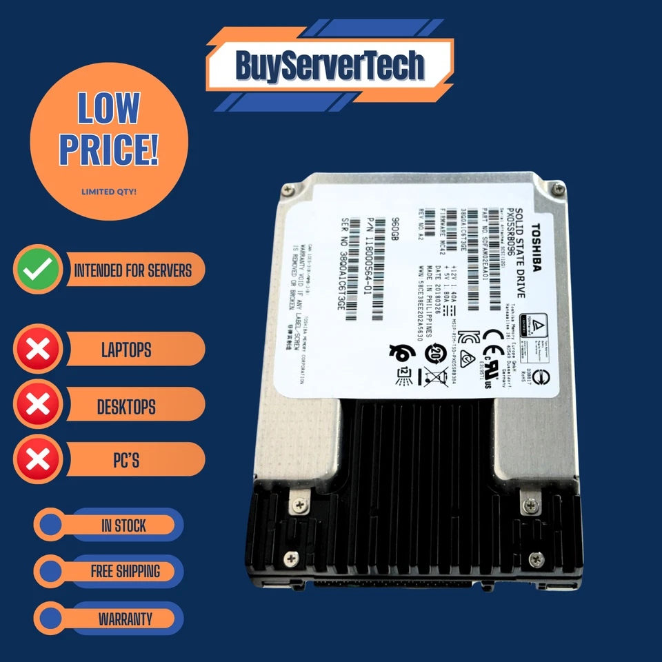 Toshiba PX05SRB096 960GB 2.5" SAS 12Gb/s SSD PLP Read Intensive MLC | Grade A - Image 2 of 4