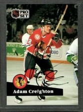 1991-92 Pro Set #42 Adam Creighton Chicago Blackhawks Hockey Signed Autograph