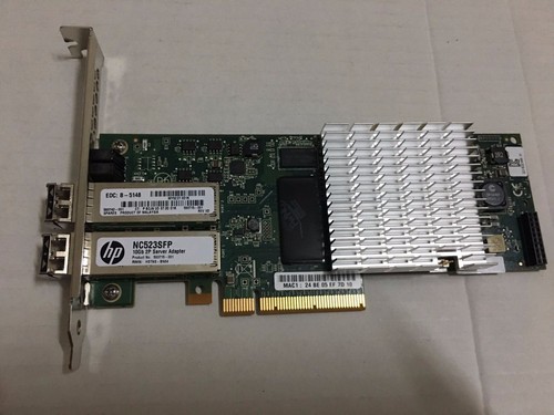 HP NC523SFP Dual Port 593717-B21 Server Adapter + FTLF8528P2BNV HPTransceiver - Picture 2 of 3