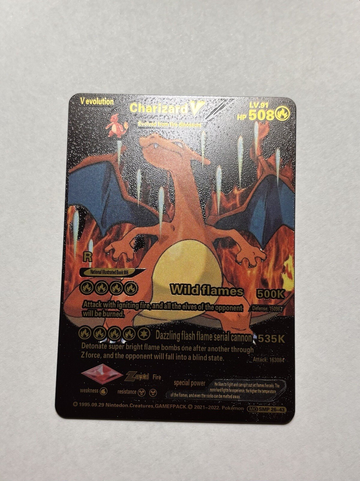 Charizard V Black Foil Display Card hp 508 Evolution NM