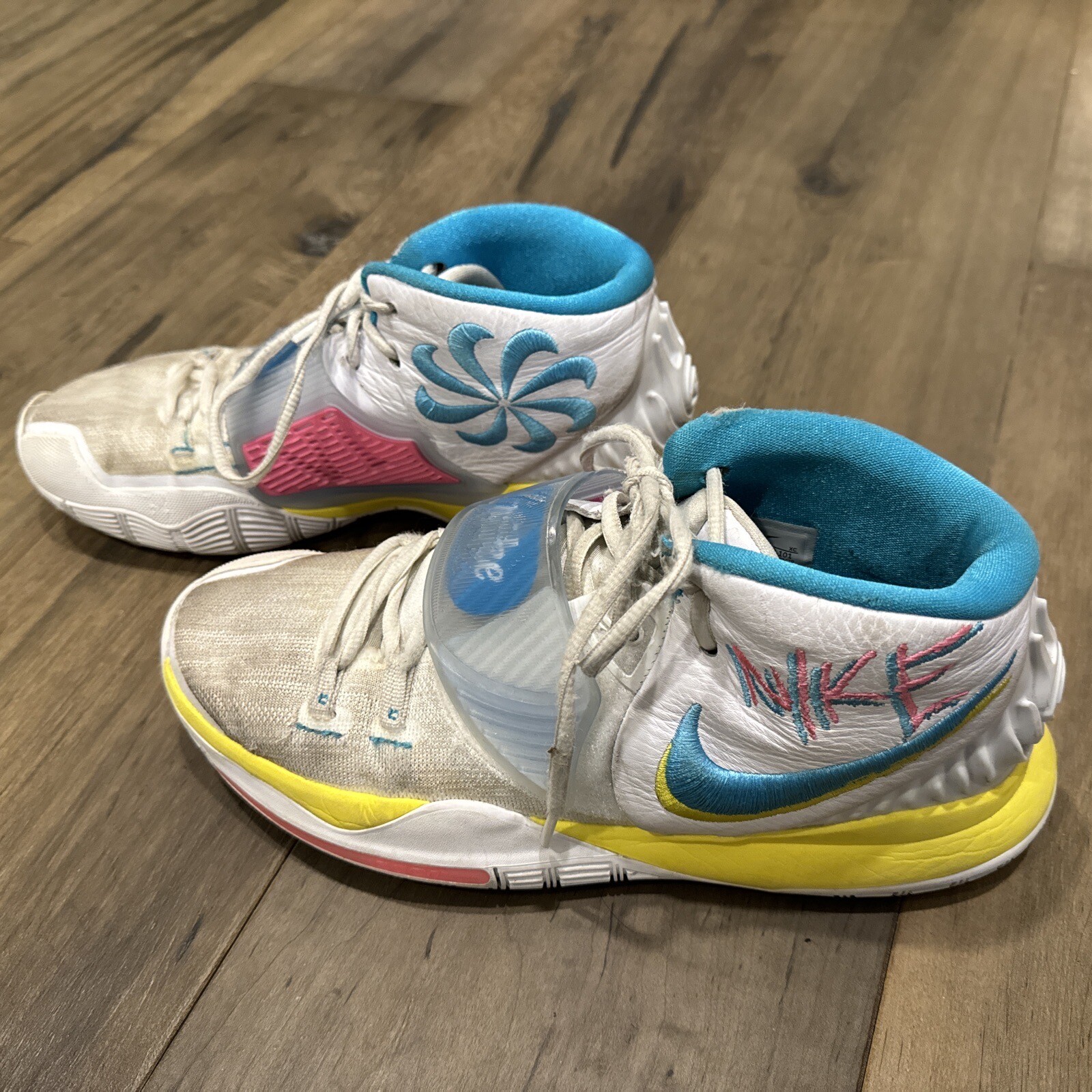 Nike Kyrie 6 Neon 90’s Style Graffiti Sneakers Size 9… Gem