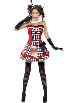 Sexy Halloween Adult Boutique Clown Cutie Costume w Corset Top & Hat | eBay