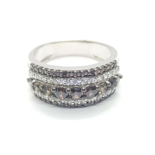 MDW 1.60 Ct Champagne Diamond Half Eternity Wedding Band 14K White Gold Plated - Picture 10 of 12