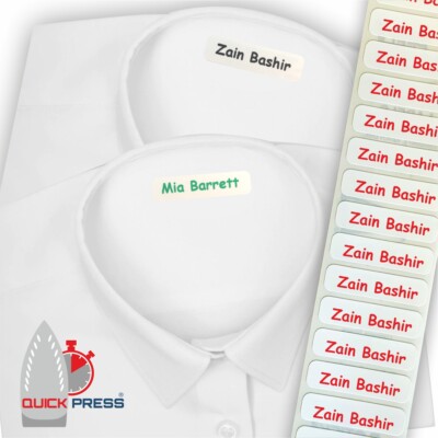 50 QuickPress  Aufbügeln Namensbänder bedruckte Namensetiketten/Etiketten für Uniformen/Pflegeheim