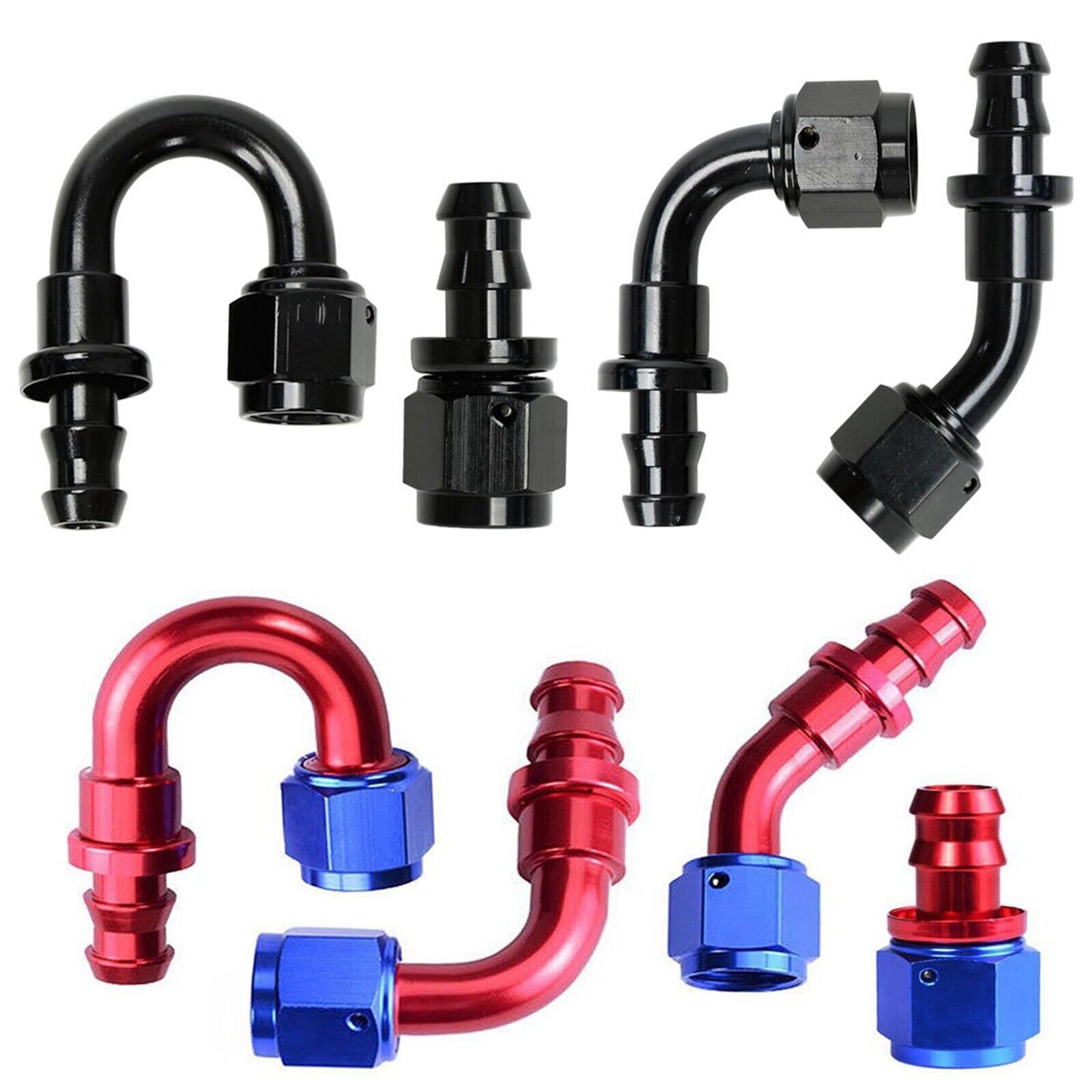 AN4/AN6/AN8/AN10/AN12 Push On Oil Fuel Line Hose End Fitting 0 45 90 180 Degree