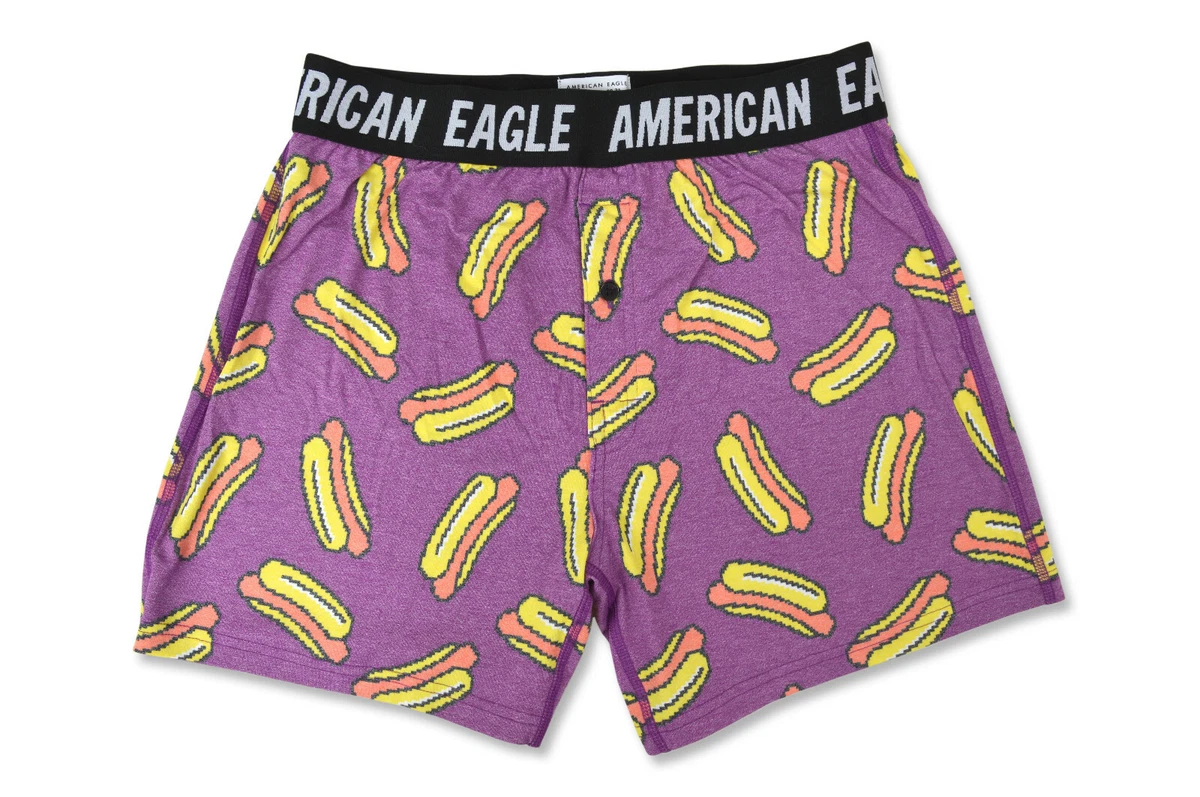 American Eagle Men's Purple Digital Hotdogs 4 Soft Boxer Shorts, Small S  8896-7