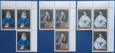 Yougoslavie, lot de timbres neufs en blocs de 3, thème tableaux, N**