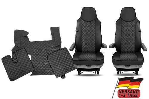 Truck SET Tappetini + Coprisedili 1+1 Per MAN TGX Automatic Nero 2015-2020 - Afbeelding 1 van 11