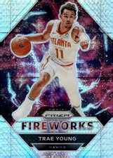 2020-21 Panini Prizm #28 Trae Young Fireworks Prizms Hyper