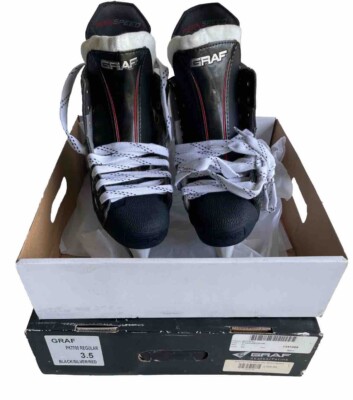 GRAF PK7700 [ JR 3.5D Reg ] 228mm BlackSteel Ice Hockey Player Skates Pair - New
