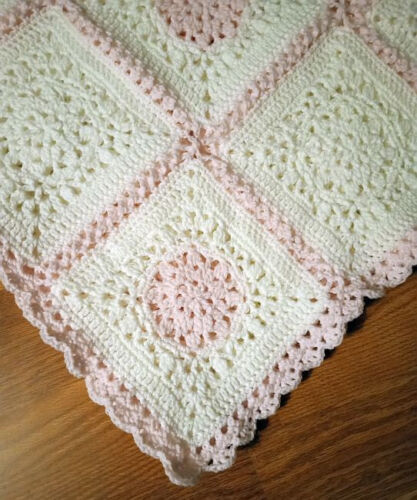 Hand Crocheted Baby Afghan/Blanket - Snowflake Granny Square