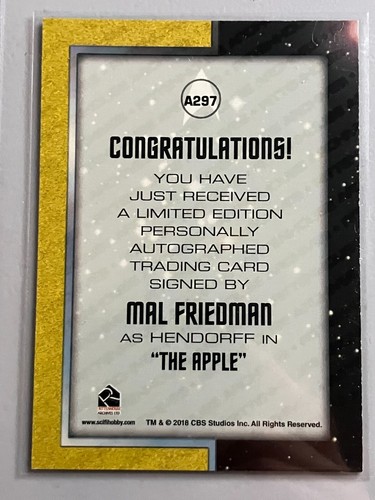 2018 STAR TREK TOS AUTO SERIES MAL FRIEDMAN - HENDORFF- AUTOGRAPH CBS - Picture 2 of 2