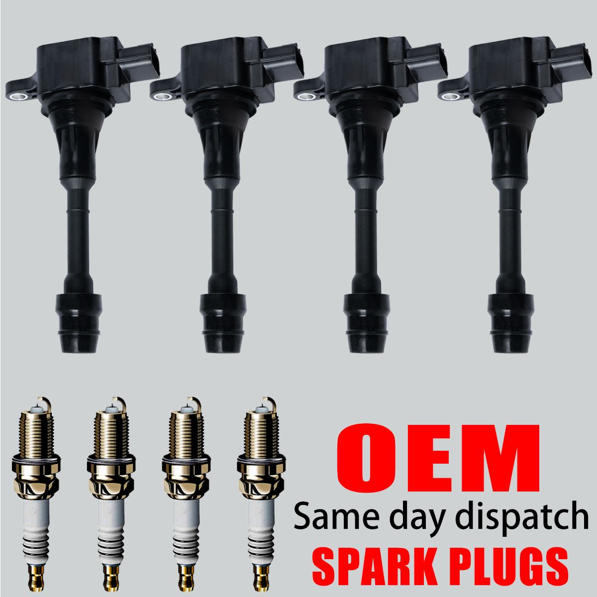 4PCS OEM Ignition Coils & Iridium Spark Plugs for Nissan Altima Sentra 2.5L UF350