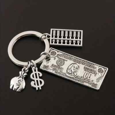Dollar Shaped Funny Metal Keychain Keyring Abacus Design