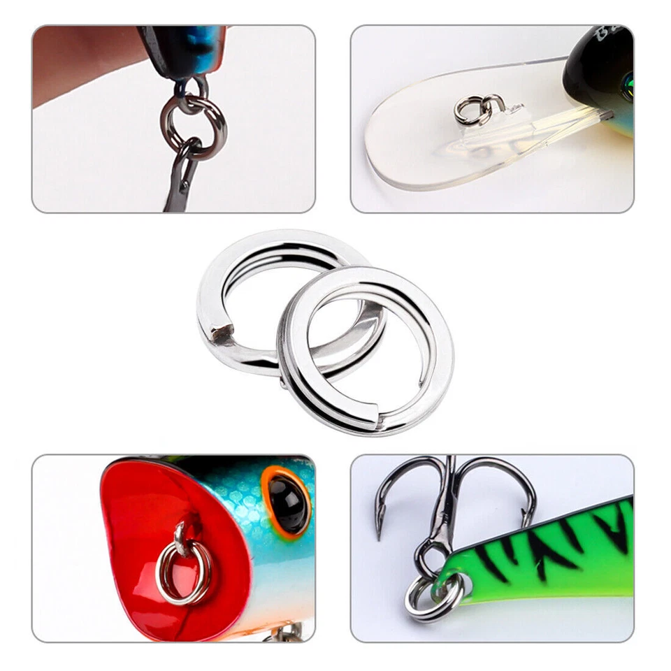 50~200Pcs Fishing Split Ring Stainless Steel Saltwater Treble Hooks Connector - Image 4 of 4