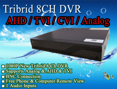 LexaCCTV Tribrid 8CH DVR for AHD TVI CVBS Analog Cameras HD/960H/FHD 4 Audio P2P