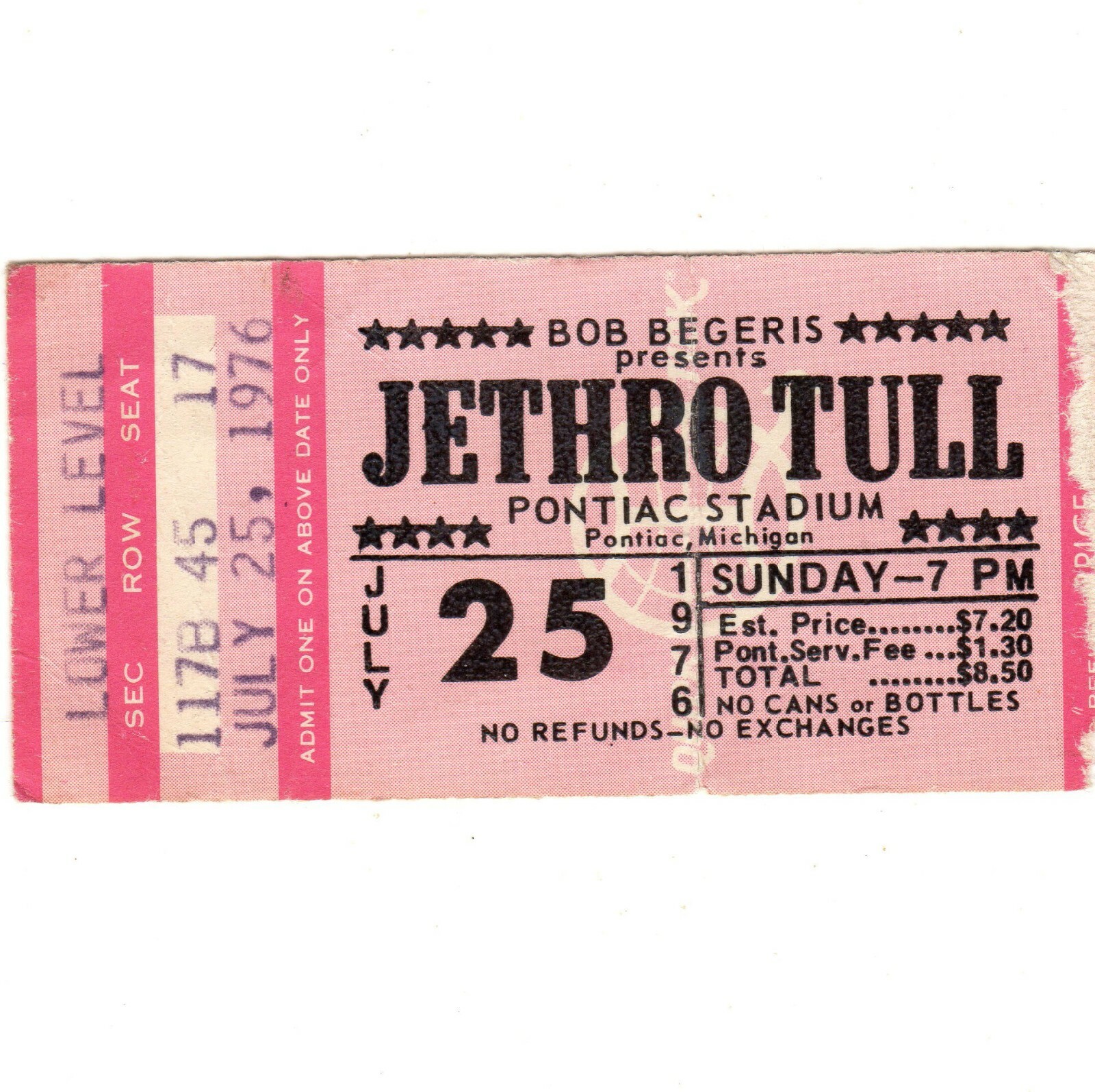JETHRO TULL R GALLAGHER R TROWER R DERRINGER Concert Ticket Stub JETHRO TULL R GALLAGHER R TROWER R DERRINGER Concert Ticket Stub
