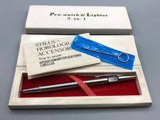 NOS 1970s 70s VINTAGE 3 IN 1 PEN LIGHTER LCD WATCH SPY HITECH GADGET WORKING BOX