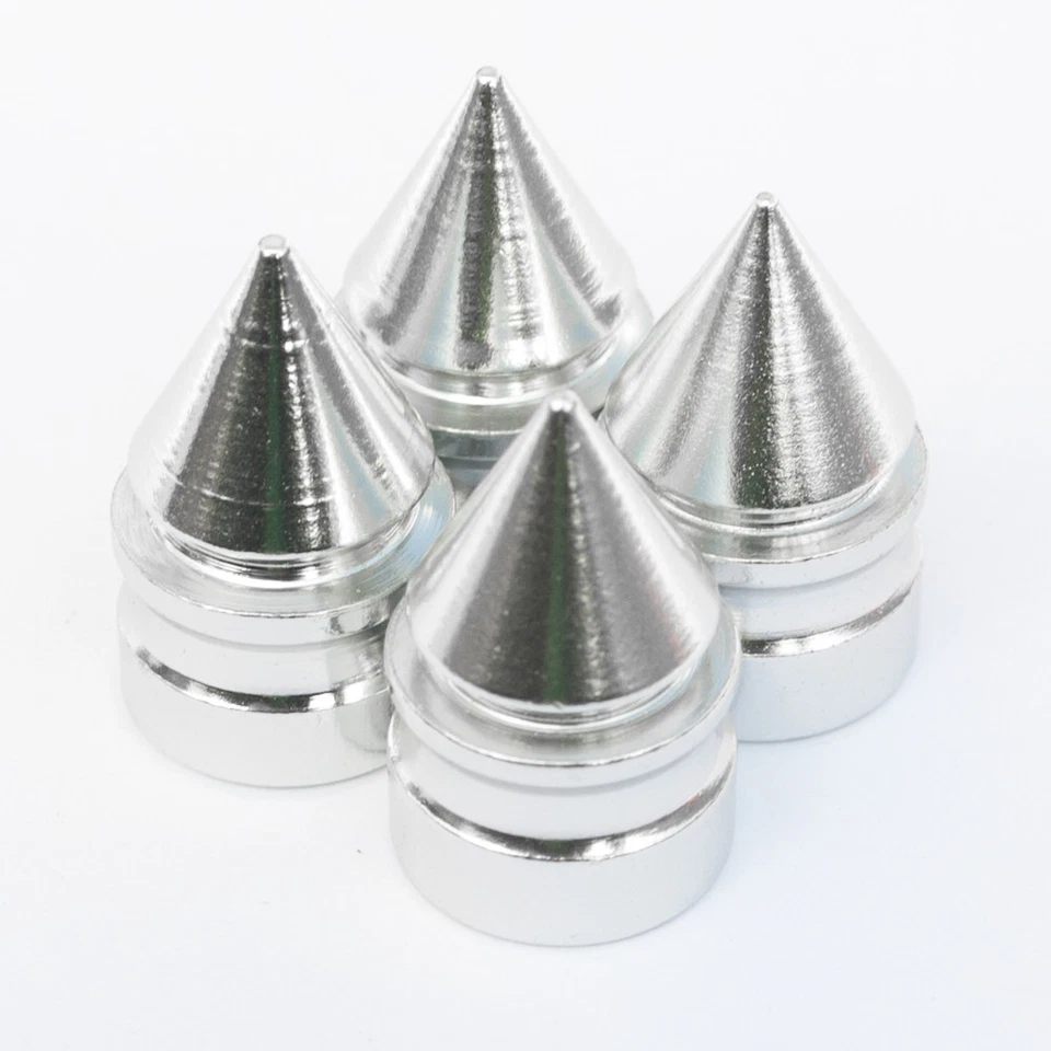 Juego de 4 tapas de válvula de neumático de llanta de aluminio polvo anillo de goma con forma de espiga cromada Foto 4 de 4