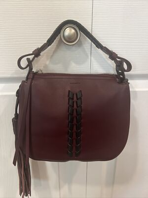 Allsaints Kepi Leather Crossbody Bag Burgundy Red NEW K10