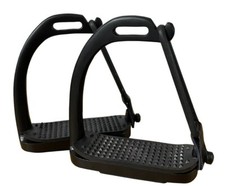 Peacock Black Horse Riding Safety Stirrups Gloss Stainless Steel English