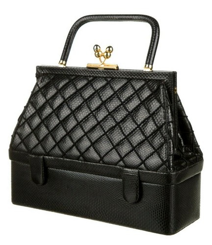 Judith Leiber 007 James Bond Black Karung SnakeSkin Gold Evening Day BAG - Picture 1 of 12