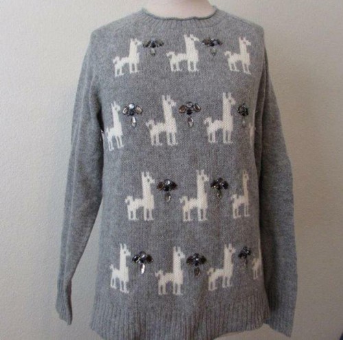 J. Crew womens Med gray wool llama 
