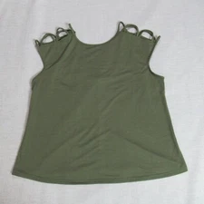 Shein Curve Top Womens 3XL Green Sleeveless Tank Round Neck Strappy Shoulder Mom